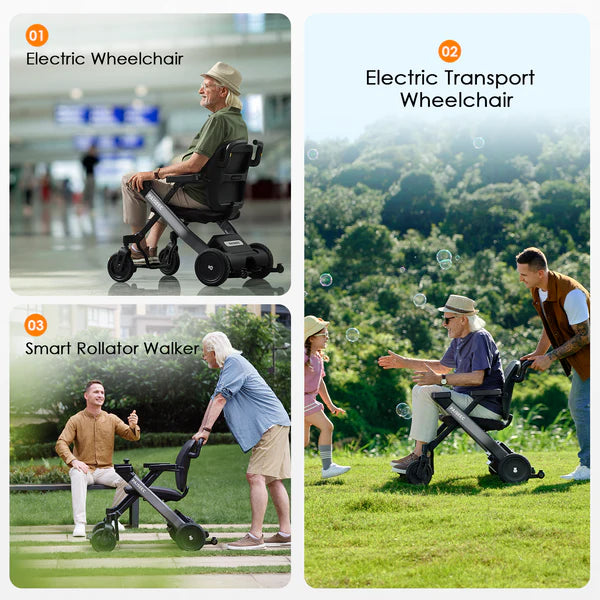 3-i-1 ultimat lösning

Denna hopfällbara elrullstol har tre lägen, inklusive elektrisk rullstol, smart elektrisk transportstol och smart rullator. En enhet, tre funktioner, utformad för flera användningsområden i vardagen.